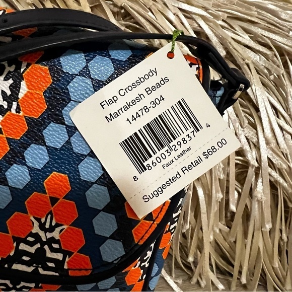 New VERA BRADLEY Marrakech Beads Flap Crossbody Blue Orange Commute Adjustable - Picture 6 of 14